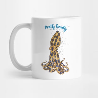 Pretty Deadly Blue Ring Octopus Art Blue Text Mug